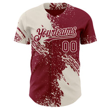 Laden Sie das Bild in den Galerie-Viewer, Custom Crimson-Cream Abstract Brush Stroke Authentic Baseball Jersey
