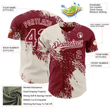 Laden Sie das Bild in den Galerie-Viewer, Custom Crimson-Cream Abstract Brush Stroke Authentic Baseball Jersey