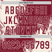 Laden Sie das Bild in den Galerie-Viewer, Custom Crimson-Cream Abstract Brush Stroke Authentic Baseball Jersey