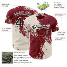 Laden Sie das Bild in den Galerie-Viewer, Custom Crimson Black-Cream Abstract Brush Stroke Authentic Baseball Jersey