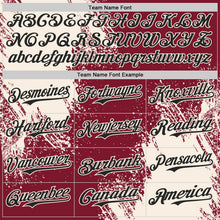 Laden Sie das Bild in den Galerie-Viewer, Custom Crimson Black-Cream Abstract Brush Stroke Authentic Baseball Jersey