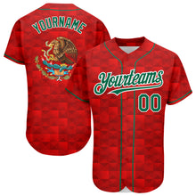 Загрузить изображение в средство просмотра галереи, Custom Red Kelly Green-White 3D Mexico Authentic Baseball Jersey