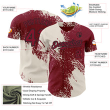 Laden Sie das Bild in den Galerie-Viewer, Custom Crimson Cream-Black Abstract Brush Stroke Authentic Baseball Jersey