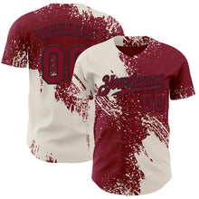 Laden Sie das Bild in den Galerie-Viewer, Custom Crimson Cream-Black Abstract Brush Stroke Authentic Baseball Jersey