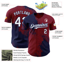 Load image into Gallery viewer, Custom Crimson White-Navy Abstract Brush Stroke Authentic Baseball Jersey