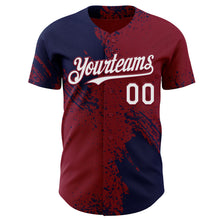 Загрузить изображение в средство просмотра галереи, Custom Crimson White-Navy Abstract Brush Stroke Authentic Baseball Jersey