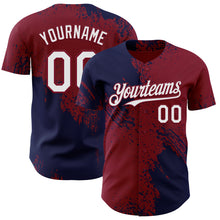 Загрузить изображение в средство просмотра галереи, Custom Crimson White-Navy Abstract Brush Stroke Authentic Baseball Jersey