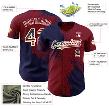 Laden Sie das Bild in den Galerie-Viewer, Custom Crimson Vintage USA Flag Navy-Cream Abstract Brush Stroke Authentic Baseball Jersey