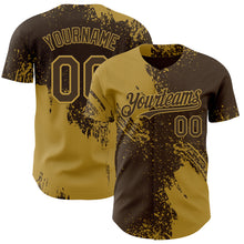 Laden Sie das Bild in den Galerie-Viewer, Custom Brown-Old Gold Abstract Brush Stroke Authentic Baseball Jersey
