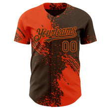 Load image into Gallery viewer, Custom Brown-Orange Abstract Brush Stroke Authentic Baseball Jersey