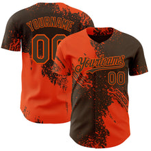 Load image into Gallery viewer, Custom Brown-Orange Abstract Brush Stroke Authentic Baseball Jersey