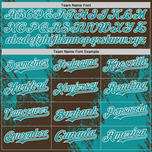 Laden Sie das Bild in den Galerie-Viewer, Custom Brown Teal-White Abstract Brush Stroke Authentic Baseball Jersey