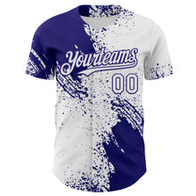 Load image into Gallery viewer, Custom White-Dark Purple Abstract Brush Stroke Authentic Baseball Jersey