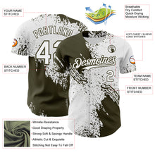 Load image into Gallery viewer, Custom White-Olive Abstract Brush Stroke Authentic Baseball Jersey