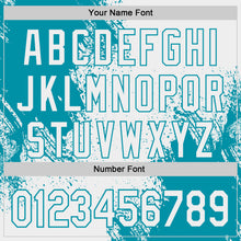 Load image into Gallery viewer, Custom White-Teal Abstract Brush Stroke Authentic Baseball Jersey