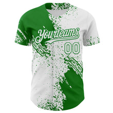 Load image into Gallery viewer, Custom White-Grass Green Abstract Brush Stroke Authentic Baseball Jersey