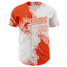 Load image into Gallery viewer, Custom White-Orange Abstract Brush Stroke Authentic Baseball Jersey
