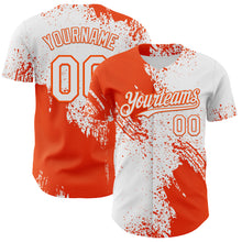 Load image into Gallery viewer, Custom White-Orange Abstract Brush Stroke Authentic Baseball Jersey