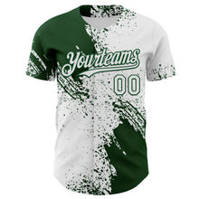 Load image into Gallery viewer, Custom White-Green Abstract Brush Stroke Authentic Baseball Jersey