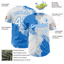 Laden Sie das Bild in den Galerie-Viewer, Custom White-Electric Blue Abstract Brush Stroke Authentic Baseball Jersey
