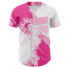 Load image into Gallery viewer, Custom White-Pink Abstract Brush Stroke Authentic Baseball Jersey