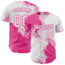Load image into Gallery viewer, Custom White-Pink Abstract Brush Stroke Authentic Baseball Jersey
