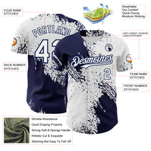 Laden Sie das Bild in den Galerie-Viewer, Custom White-Navy Abstract Brush Stroke Authentic Baseball Jersey