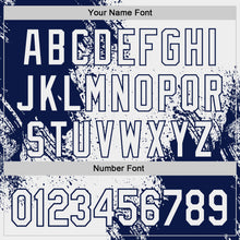 Laden Sie das Bild in den Galerie-Viewer, Custom White-Navy Abstract Brush Stroke Authentic Baseball Jersey