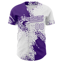 Load image into Gallery viewer, Custom White-Purple Abstract Brush Stroke Authentic Baseball Jersey