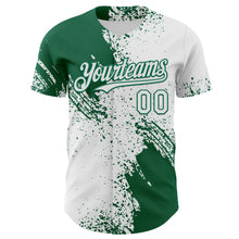 Load image into Gallery viewer, Custom White-Kelly Green Abstract Brush Stroke Authentic Baseball Jersey