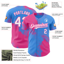 Laden Sie das Bild in den Galerie-Viewer, Custom Electric Blue White-Pink Abstract Brush Stroke Authentic Baseball Jersey