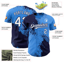 Laden Sie das Bild in den Galerie-Viewer, Custom Electric Blue White-Navy Abstract Brush Stroke Authentic Baseball Jersey