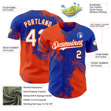Load image into Gallery viewer, Custom Thunder Blue White-Orange Abstract Brush Stroke Authentic Baseball Jersey