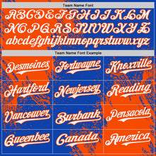 Load image into Gallery viewer, Custom Thunder Blue White-Orange Abstract Brush Stroke Authentic Baseball Jersey