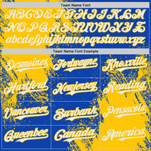 Load image into Gallery viewer, Custom Thunder Blue White-Yellow Abstract Brush Stroke Authentic Baseball Jersey