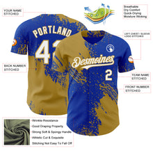Laden Sie das Bild in den Galerie-Viewer, Custom Thunder Blue White-Old Gold Abstract Brush Stroke Authentic Baseball Jersey