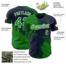Laden Sie das Bild in den Galerie-Viewer, Custom Navy Grass Green-Cream Abstract Brush Stroke Authentic Baseball Jersey