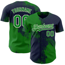 Laden Sie das Bild in den Galerie-Viewer, Custom Navy Grass Green-Cream Abstract Brush Stroke Authentic Baseball Jersey