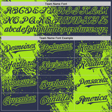 Charger l'image dans la galerie, Custom Navy-Neon Green Abstract Brush Stroke Authentic Baseball Jersey