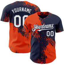 Laden Sie das Bild in den Galerie-Viewer, Custom Navy White-Orange Abstract Brush Stroke Authentic Baseball Jersey