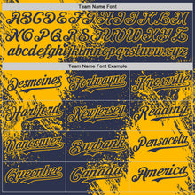 Load image into Gallery viewer, Custom Navy-Gold Abstract Brush Stroke Authentic Baseball Jersey