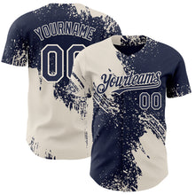 Load image into Gallery viewer, Custom Navy-Cream Abstract Brush Stroke Authentic Baseball Jersey