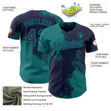 Load image into Gallery viewer, Custom Navy-Teal Abstract Brush Stroke Authentic Baseball Jersey