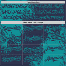 Load image into Gallery viewer, Custom Navy-Teal Abstract Brush Stroke Authentic Baseball Jersey