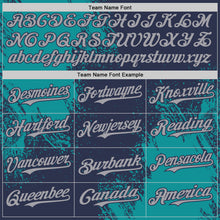 Charger l'image dans la galerie, Custom Navy Gray-Teal Abstract Brush Stroke Authentic Baseball Jersey