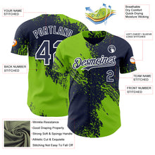Load image into Gallery viewer, Custom Navy Neon Green-White Abstract Brush Stroke Authentic Baseball Jersey