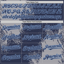 Laden Sie das Bild in den Galerie-Viewer, Custom Navy Gray-Light Blue Abstract Brush Stroke Authentic Baseball Jersey