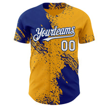 Charger l'image dans la galerie, Custom Gold White-Royal Abstract Brush Stroke Authentic Baseball Jersey
