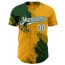 Charger l'image dans la galerie, Custom Gold White-Green Abstract Brush Stroke Authentic Baseball Jersey