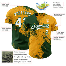 Charger l'image dans la galerie, Custom Gold White-Green Abstract Brush Stroke Authentic Baseball Jersey